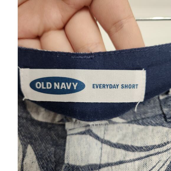 Old Navy Linen Blend Blue Tropical Floral Print Womens Size 4 - Picture 3 of 4